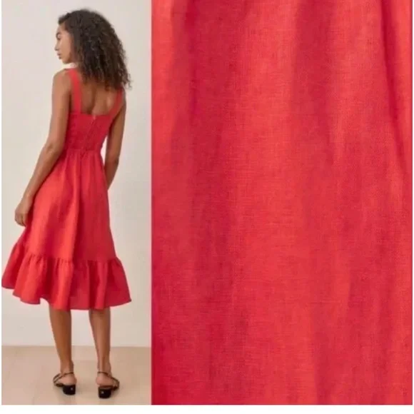 EUC Reformation Manet Cinched Back Dress size 6 - Picture 3 of 7